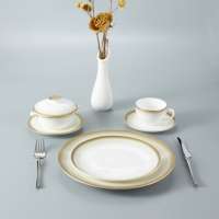 Luxury royal fine bone china porcelain five star hotel plates dinner set dinnerware