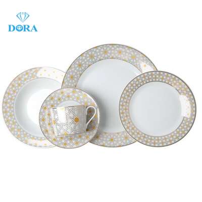 Custom design round house colorful flower ceramic dinnerware set