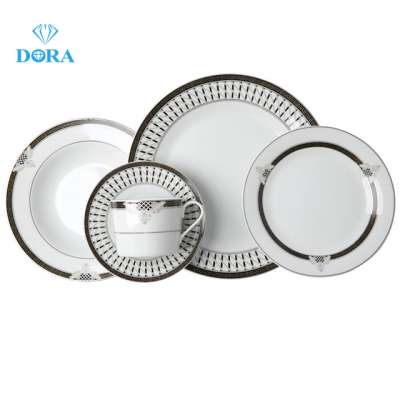 Free Sample Good Reputation High Quality Dinnerware Set Porcelain Heat Resistant White Crockery