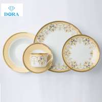 Custom design round house colorful flower ceramic dinnerware set